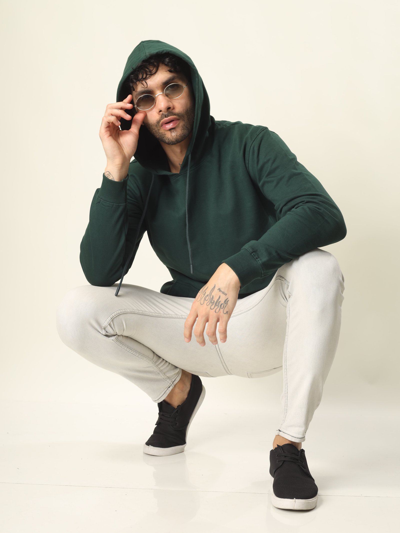 Hoodie Unisex Solid  Green