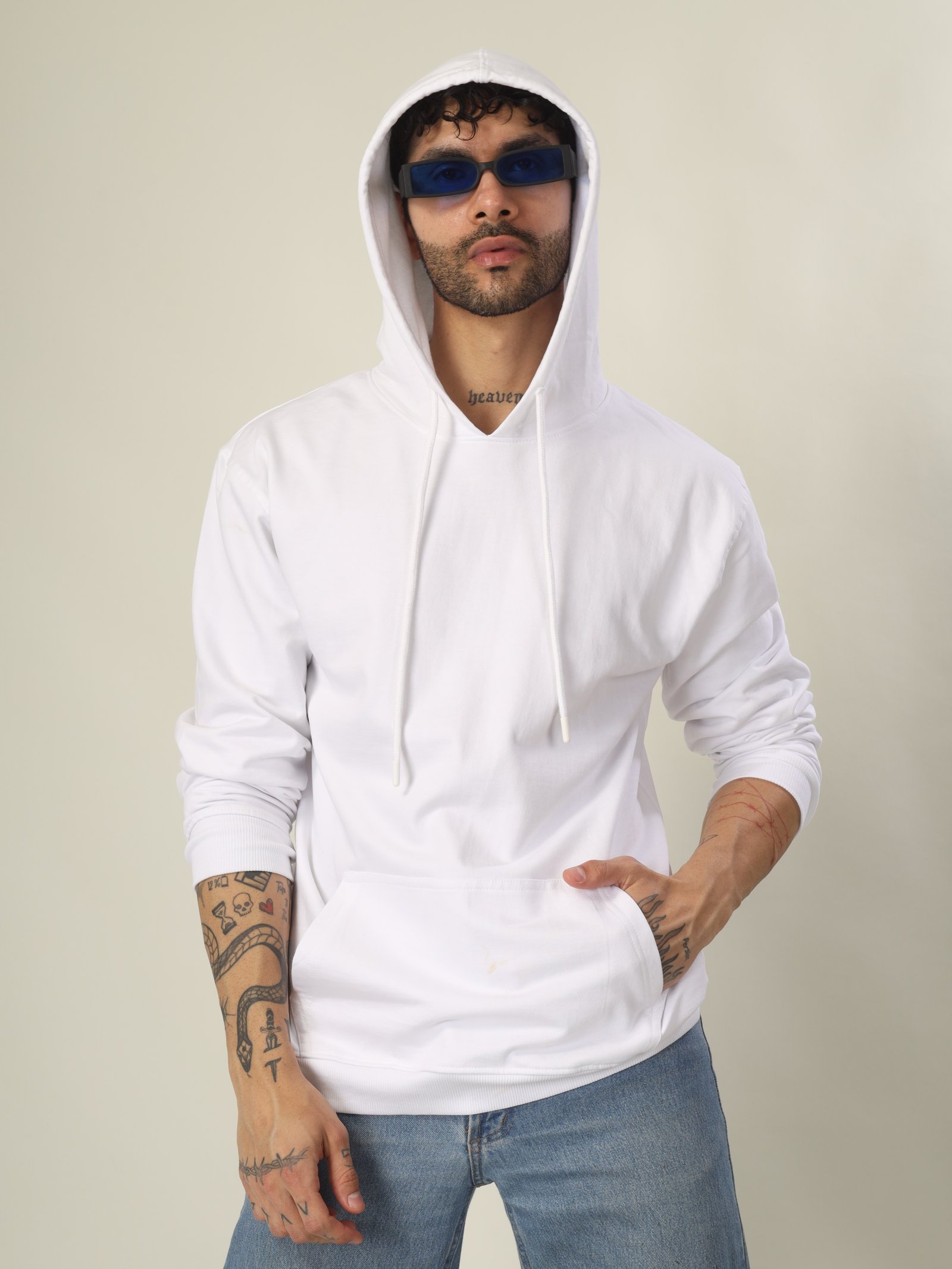 Hoodie Unisex Solid (White)