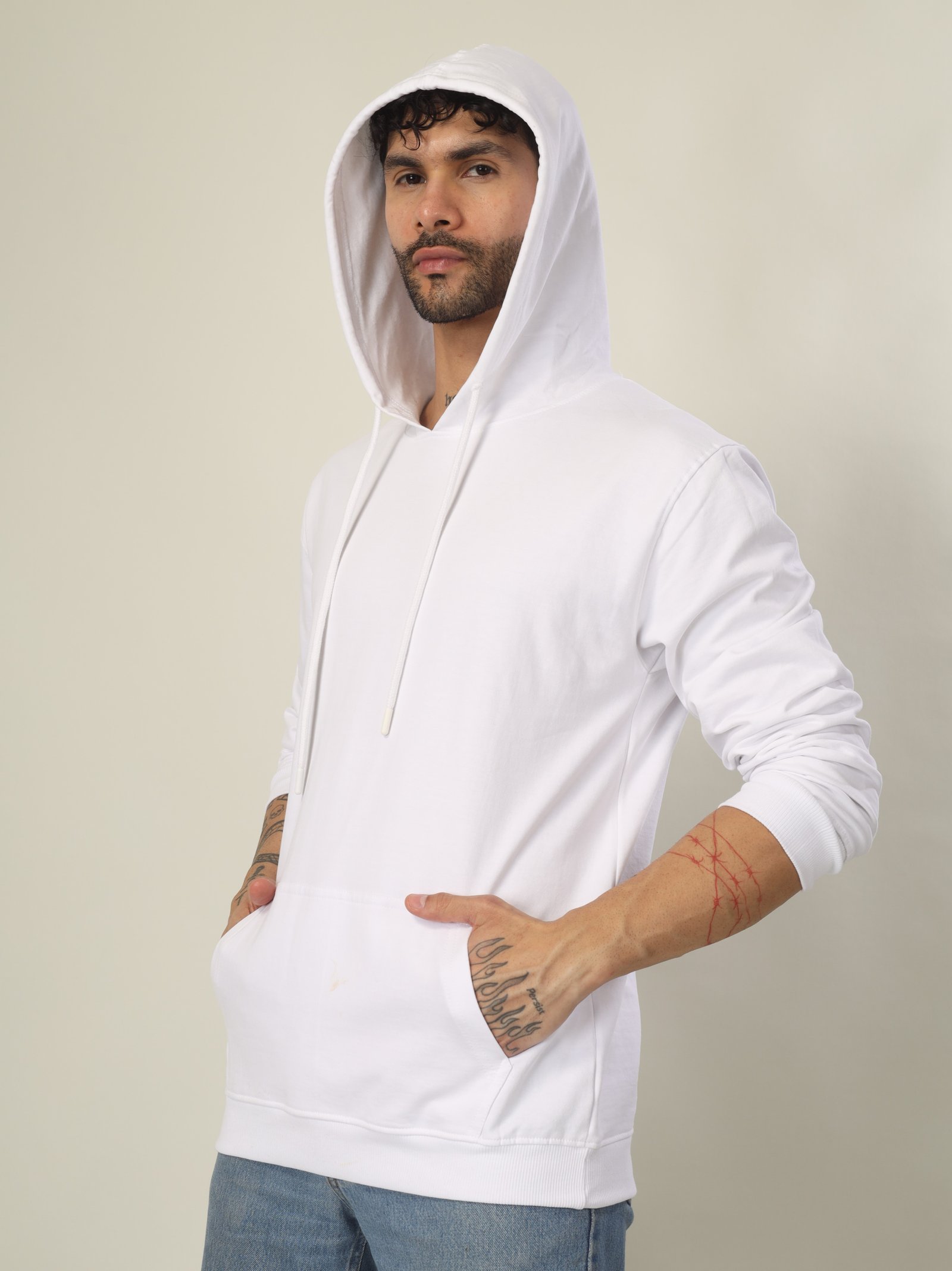 Hoodie Unisex Solid (White)