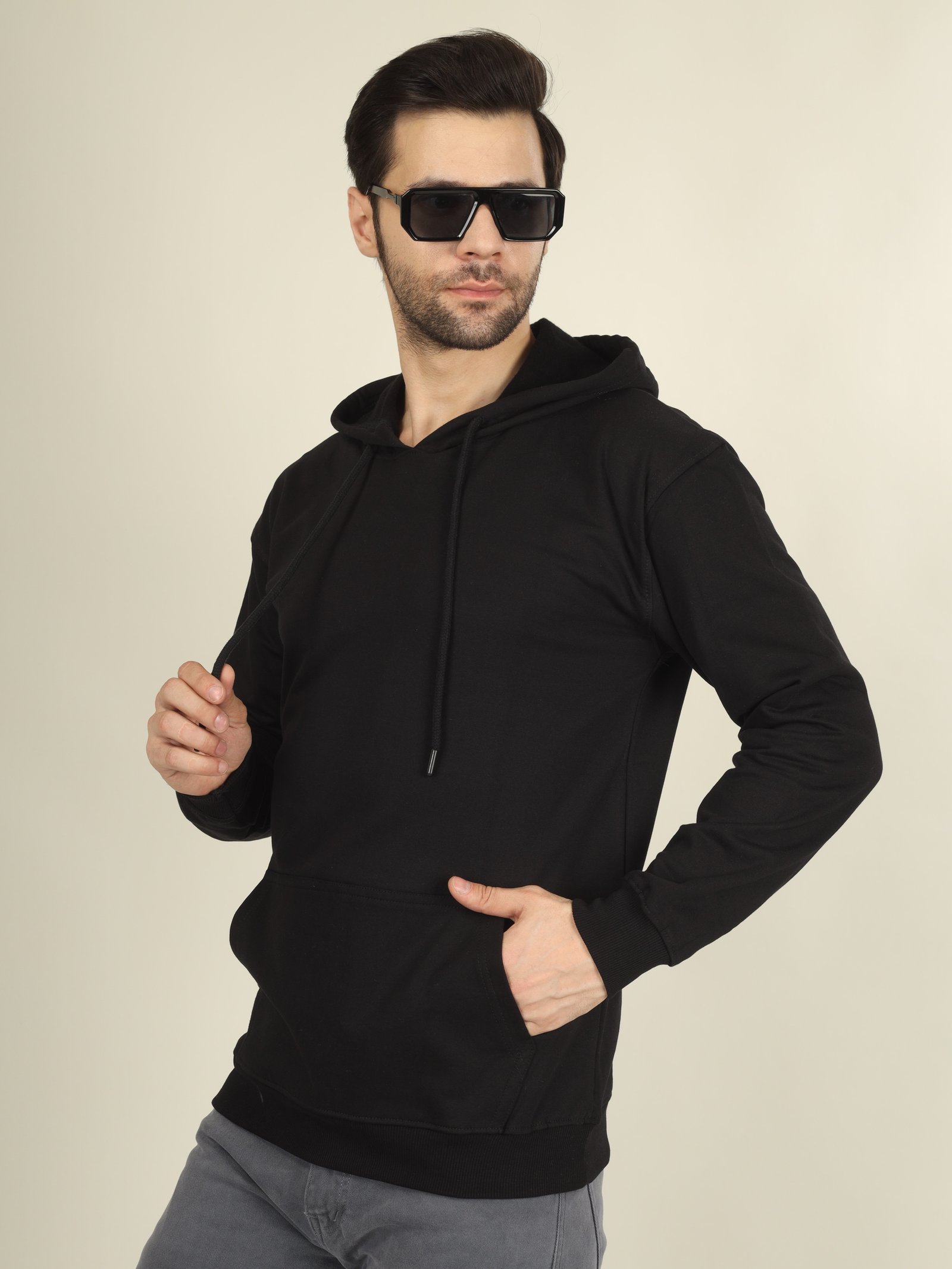 Hoodie Unisex Solid (Black)