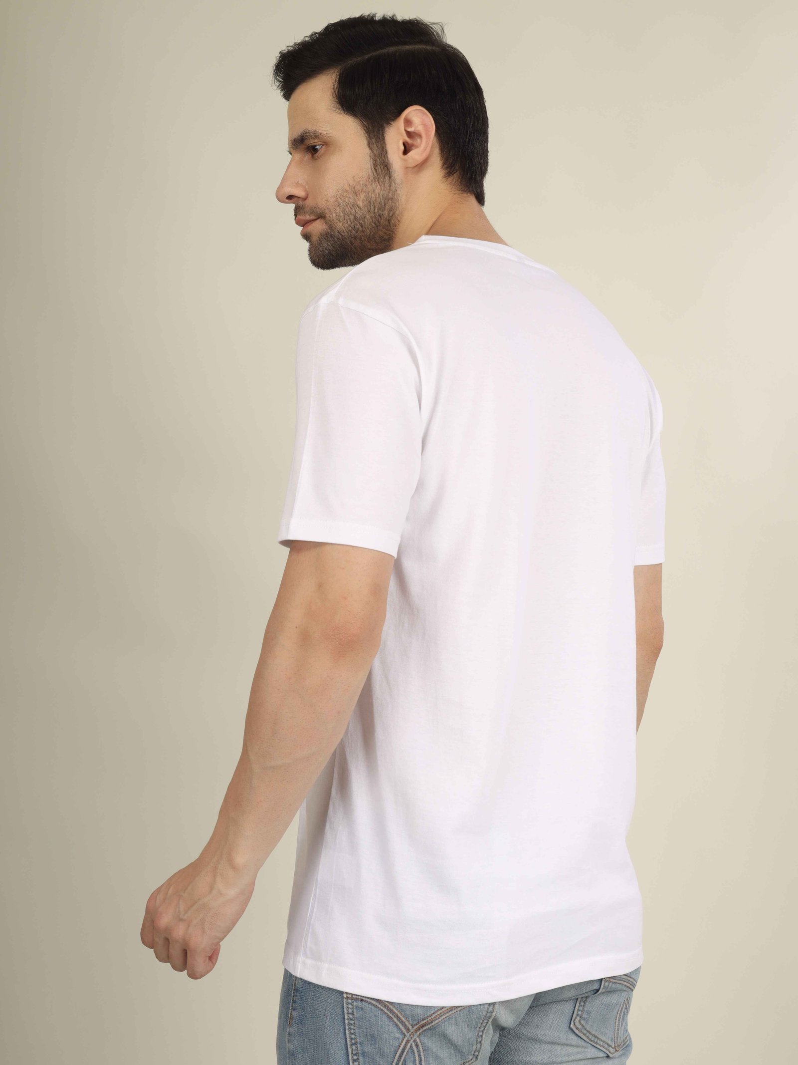 Regular Half Sleeve Plain T-Shirt (White)