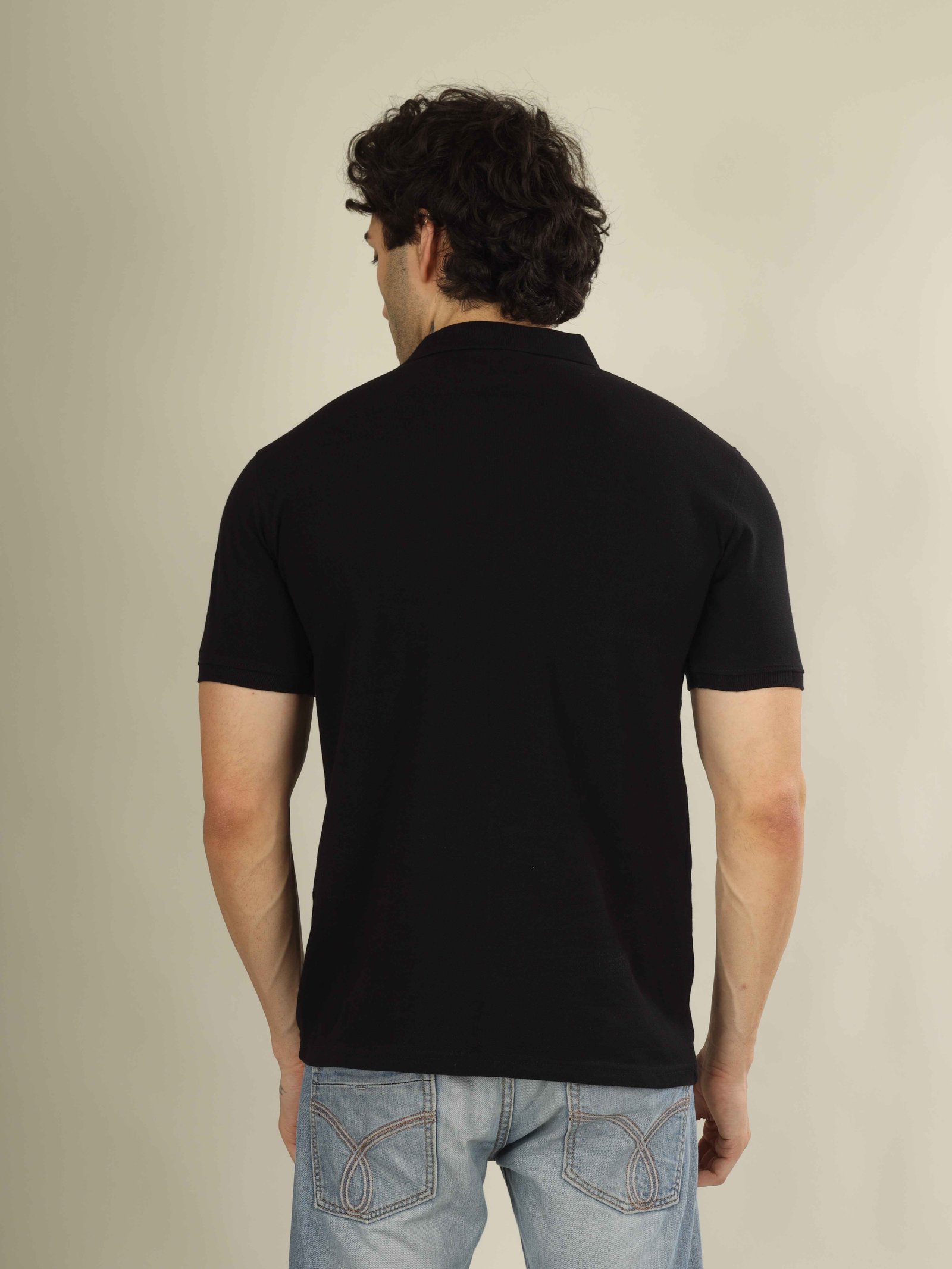 Mens Polo Collar T-Shirt(Black)