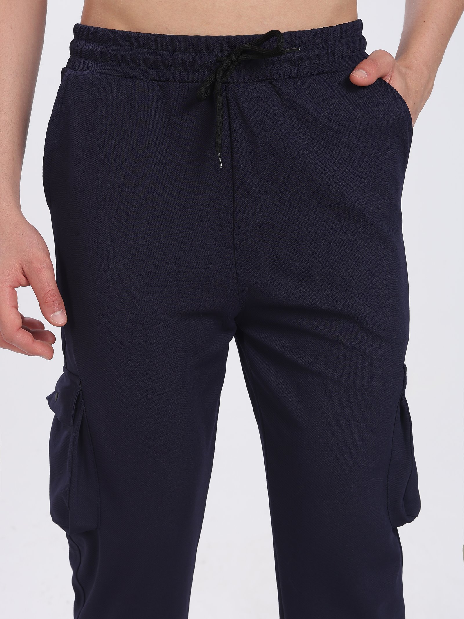 Lycra Cargo Pants Five Pocket With cuff (Navy blue)