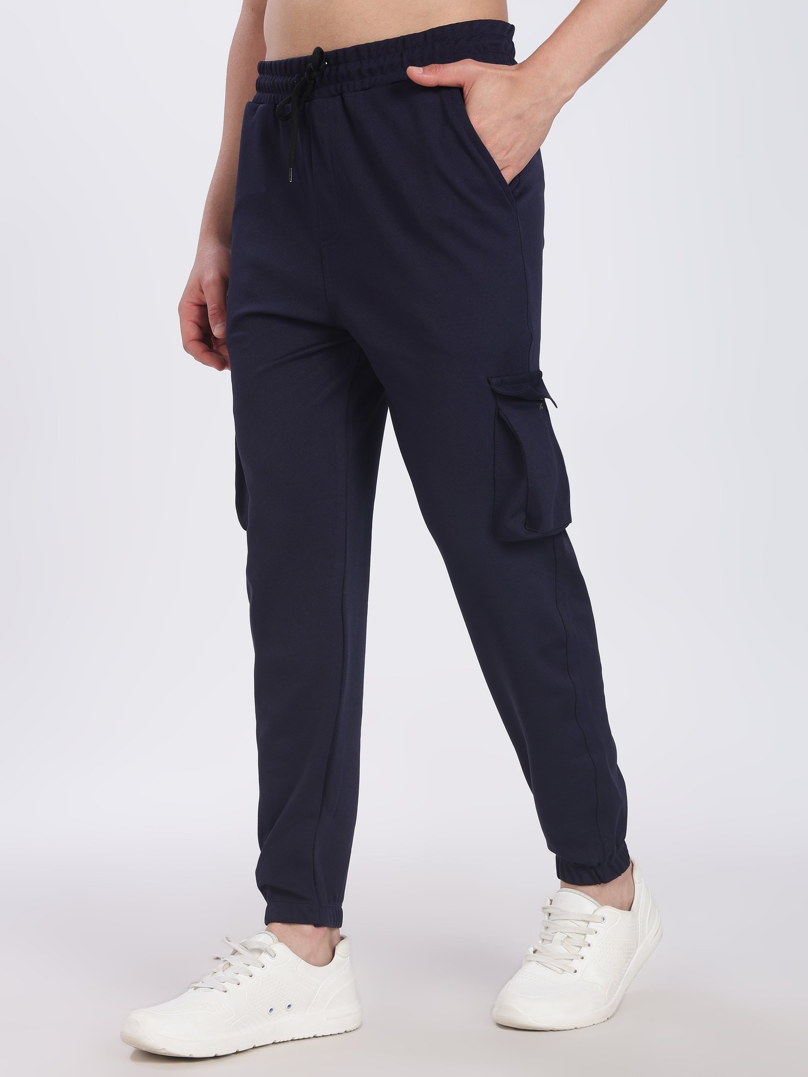Lycra Cargo Pants Five Pocket With cuff (Navy blue)