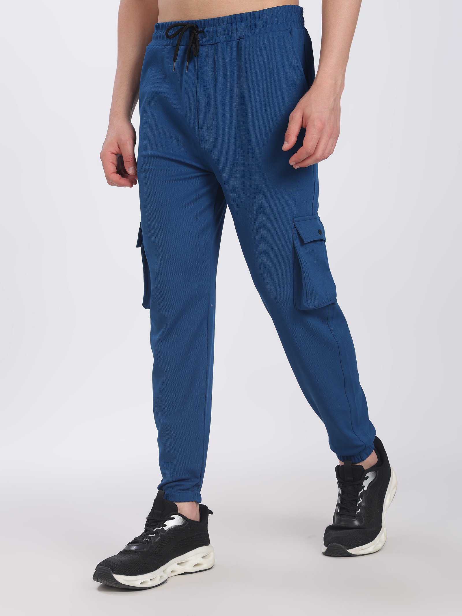 Lycra Cargo Pants Five Pocket With cuff(Airforce Blue)