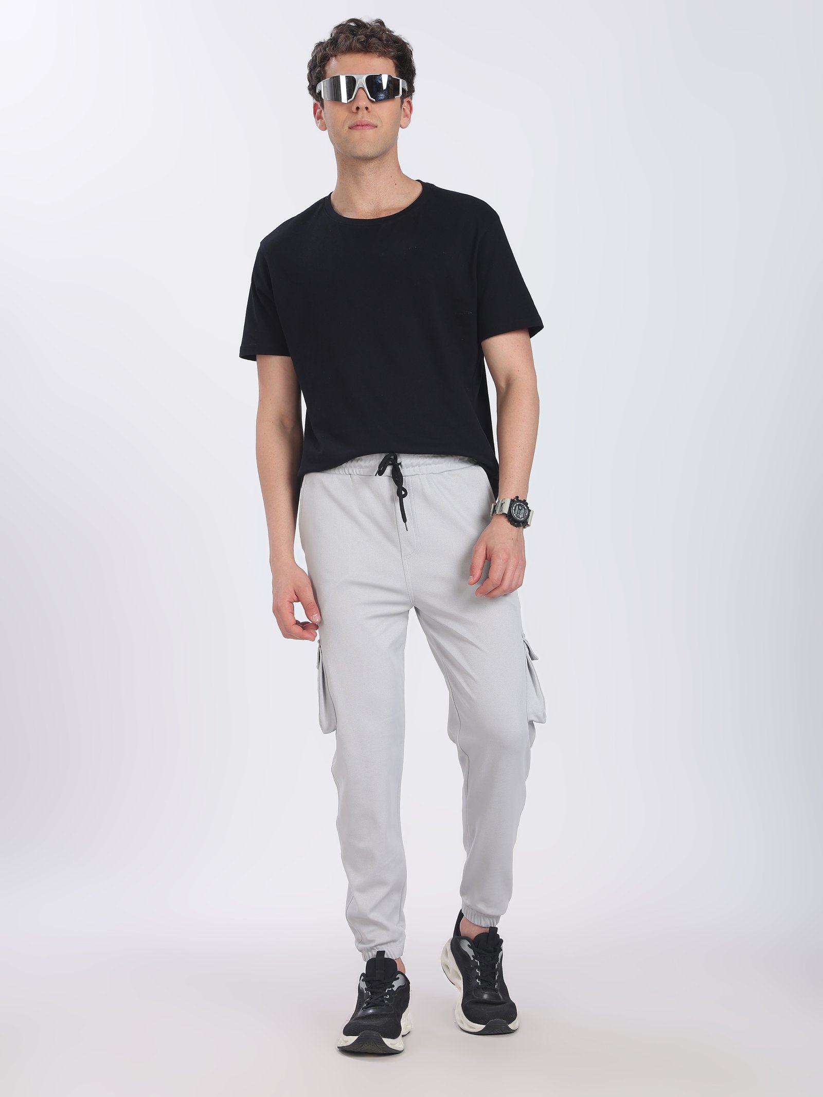 Lycra Cargo Pants Five Pocket With cuff (Grey)