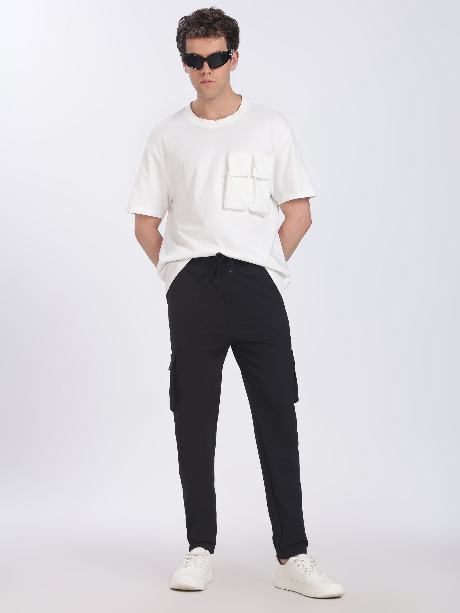 Lycra Cargo Pants Five Pocket With cuff(Black)
