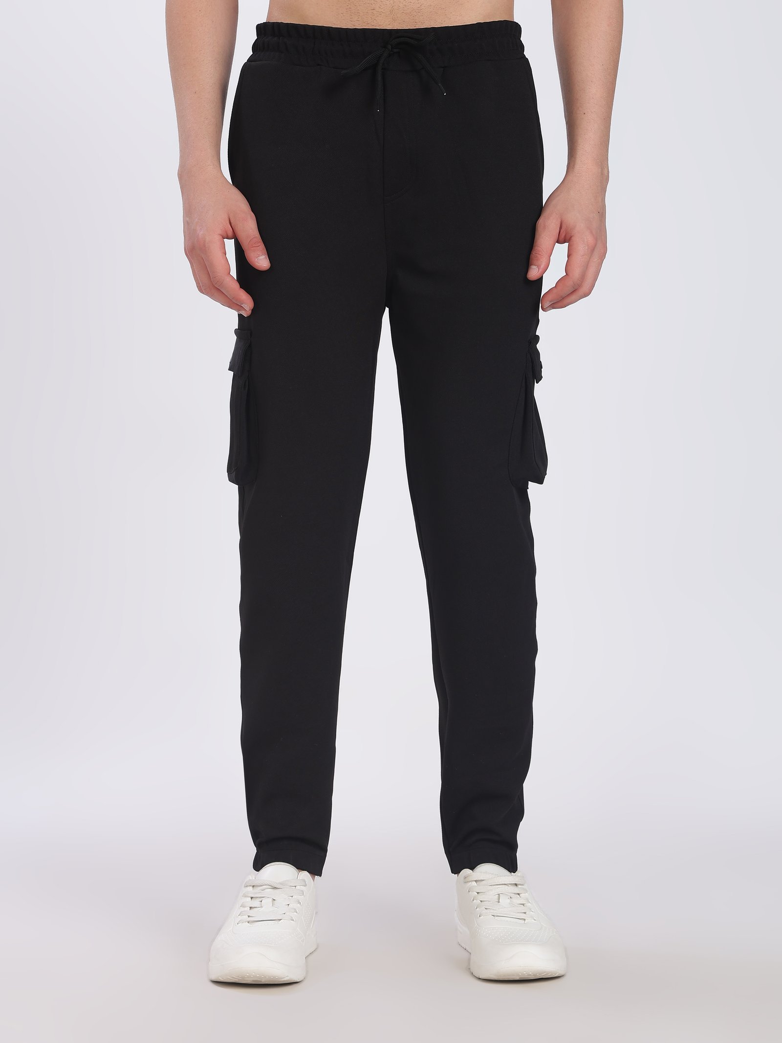 Lycra Cargo Pants Five Pocket With cuff(Black)