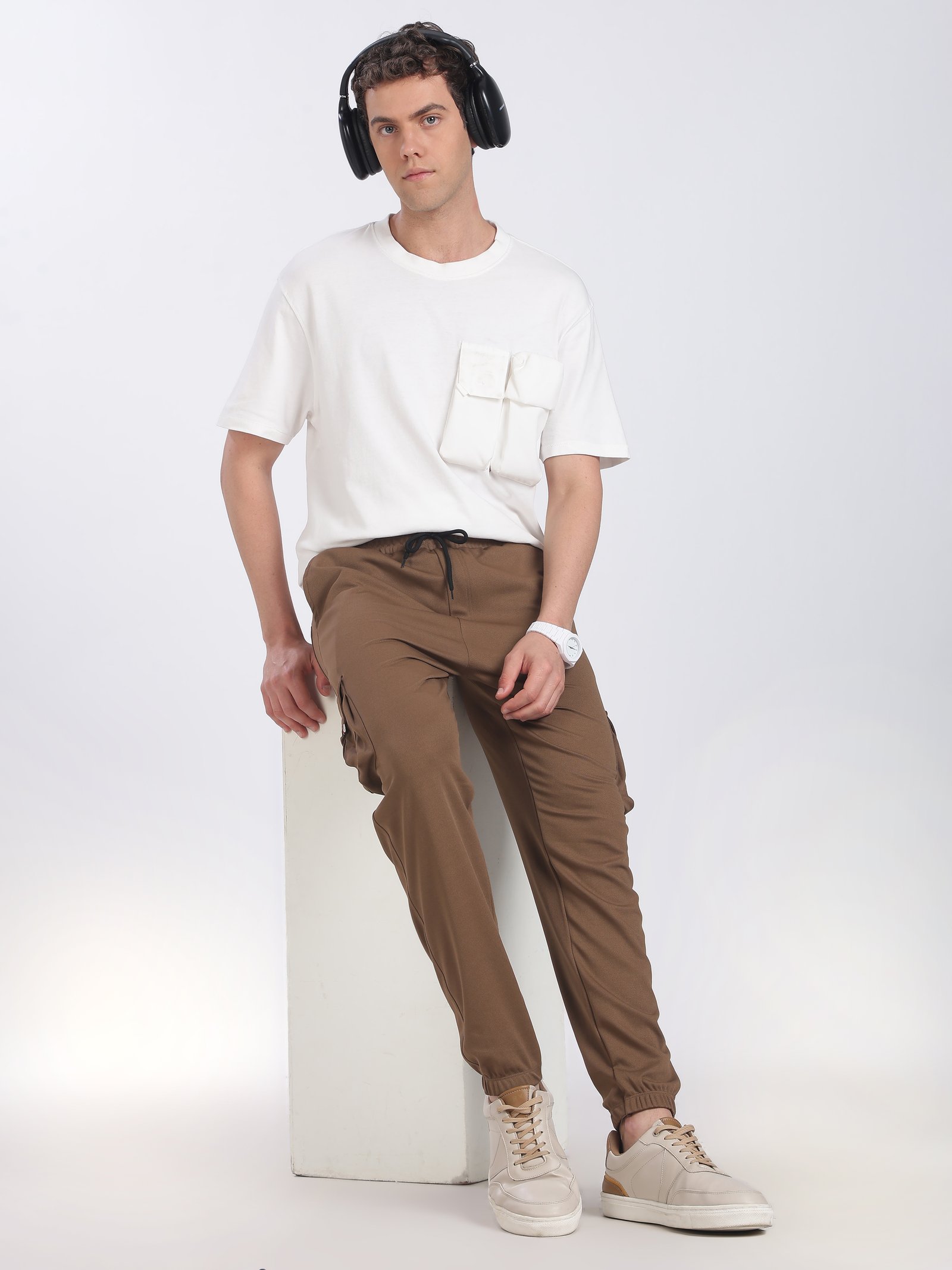 Lycra 6 Pocket Cargo Pant With cuff (Brown)