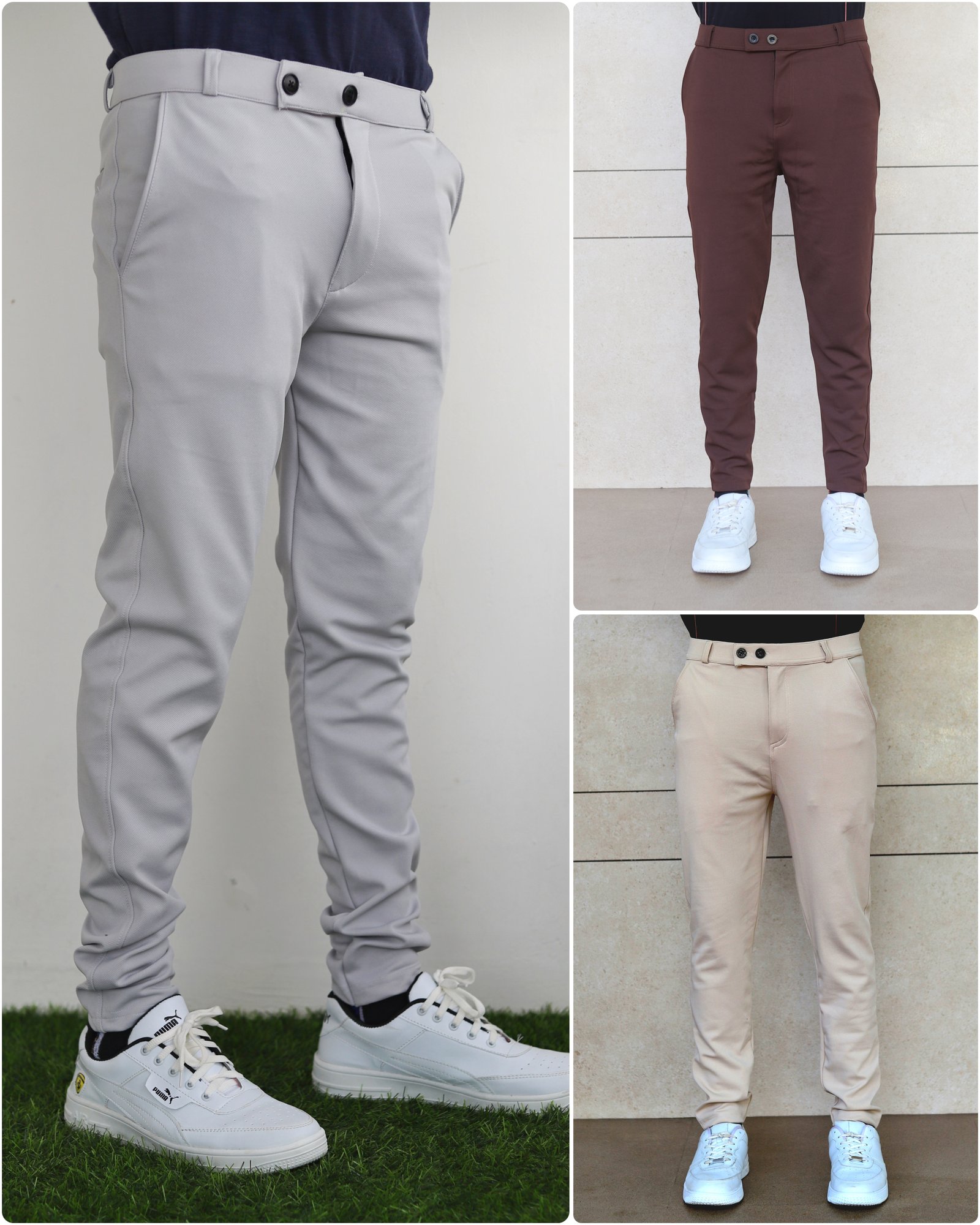 Formal Pant 3 Combo (Lite grey,Brown,Lite sandal)
