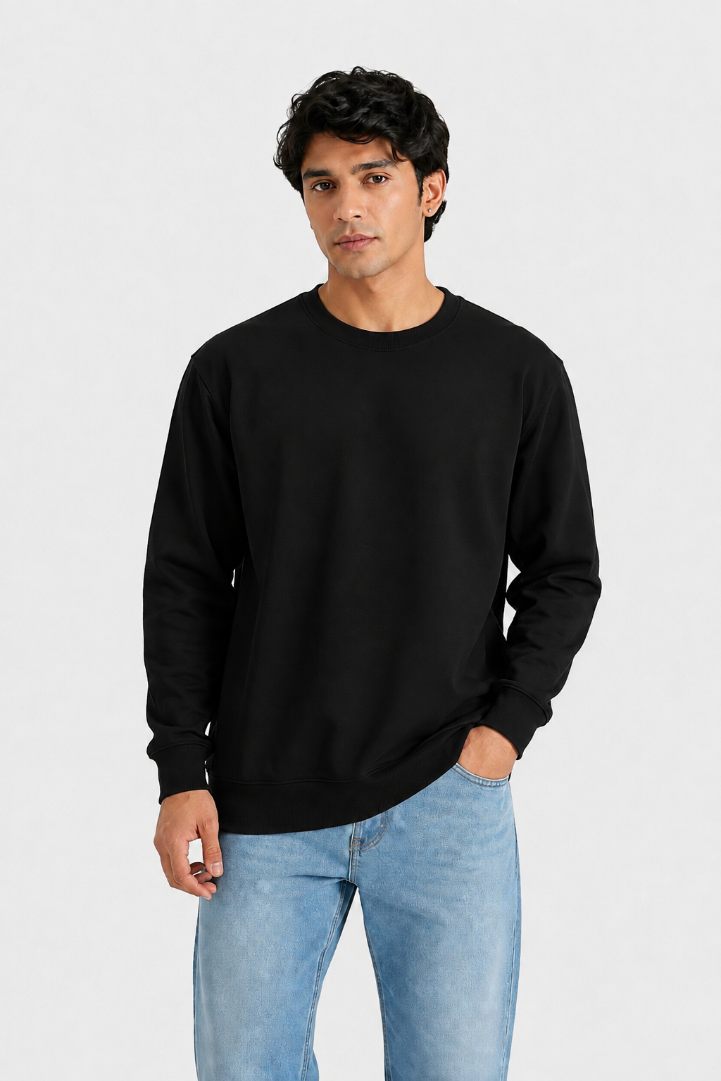 Cotton Full Sleeve Sweatshirt For Men (Black)
