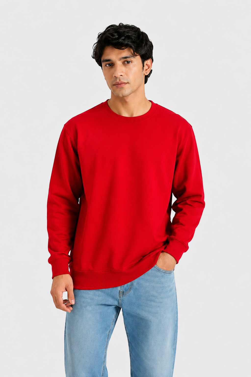 Cotton Full Sleeve Sweatshirt For Men (Red)