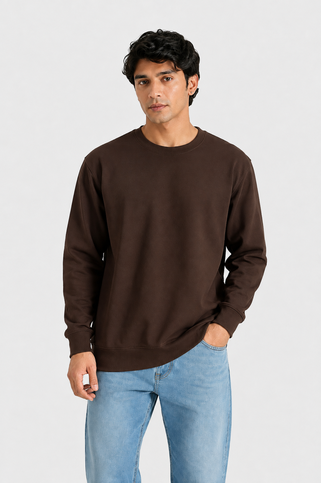 Cotton Full Sleeve Sweatshirt For Men (Brown)