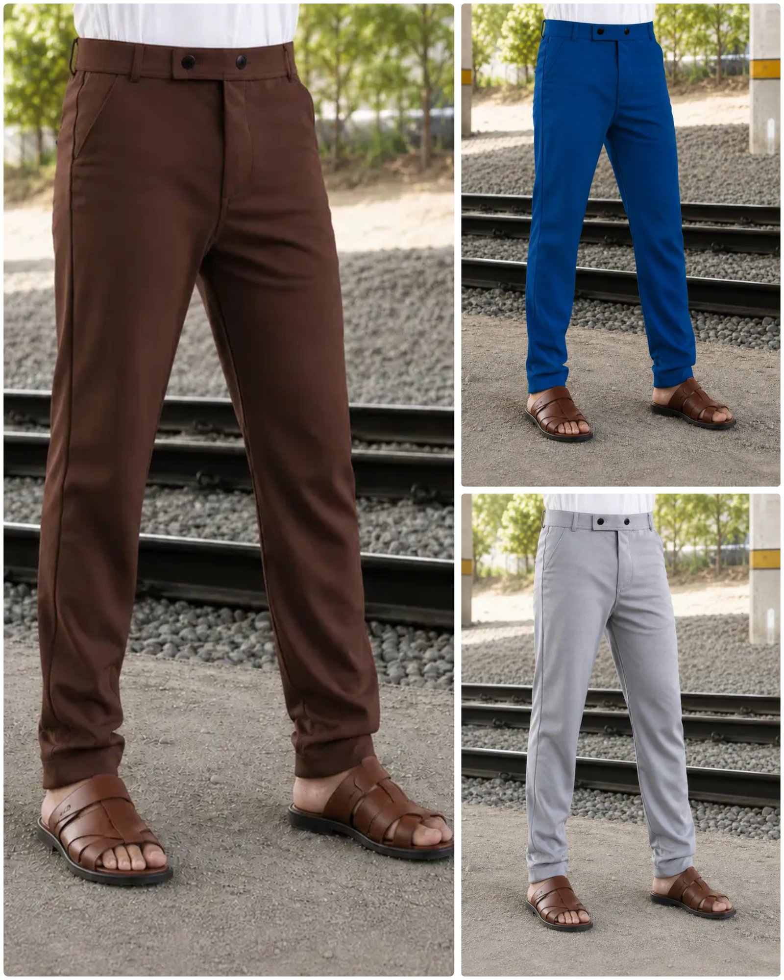 Choco Brown,Light Grey,Airforce Blue