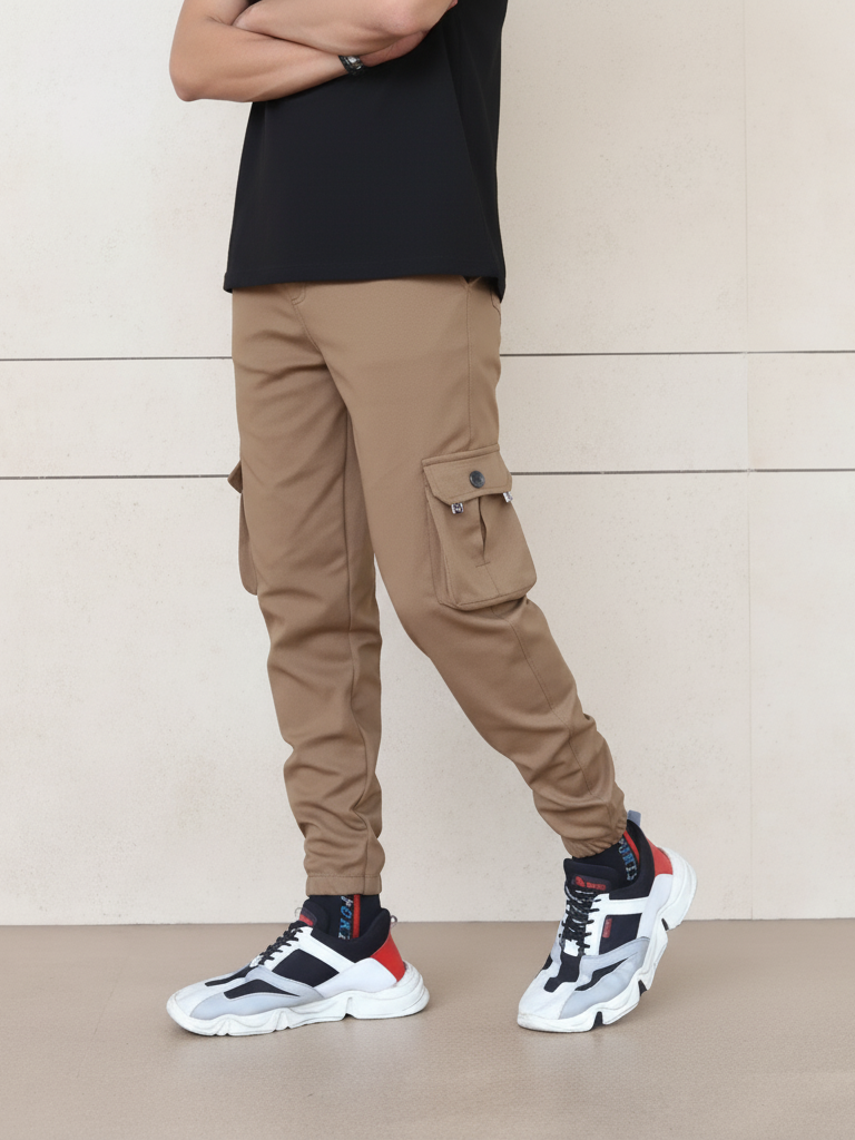 Lycra 6 Pocket Cargo Pant (Brown)